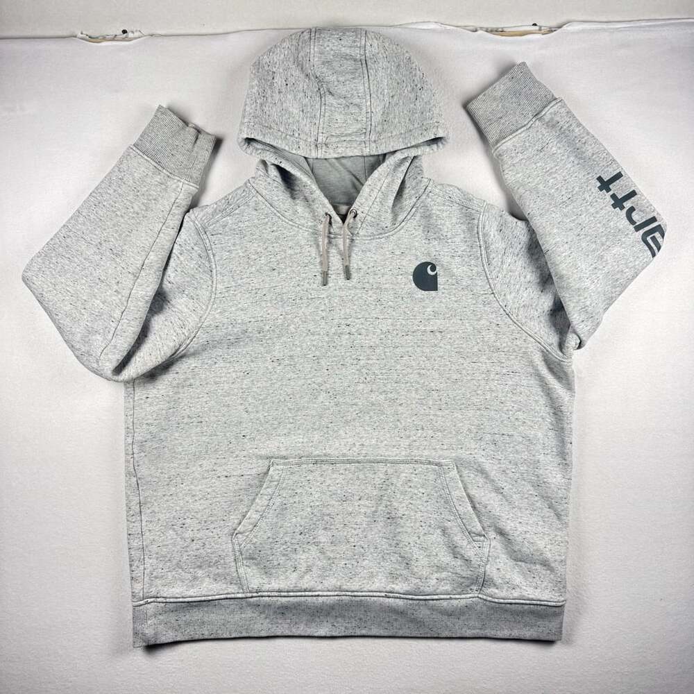 Carhartt Clarksburg Hoodie Gray Speckled Fleece Logo Sleeve 2XL